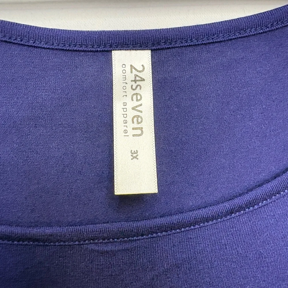 Long Sleeve Knee Length Asymmetrical Plus Size Tunic Top navy color - Picture 5 of 6